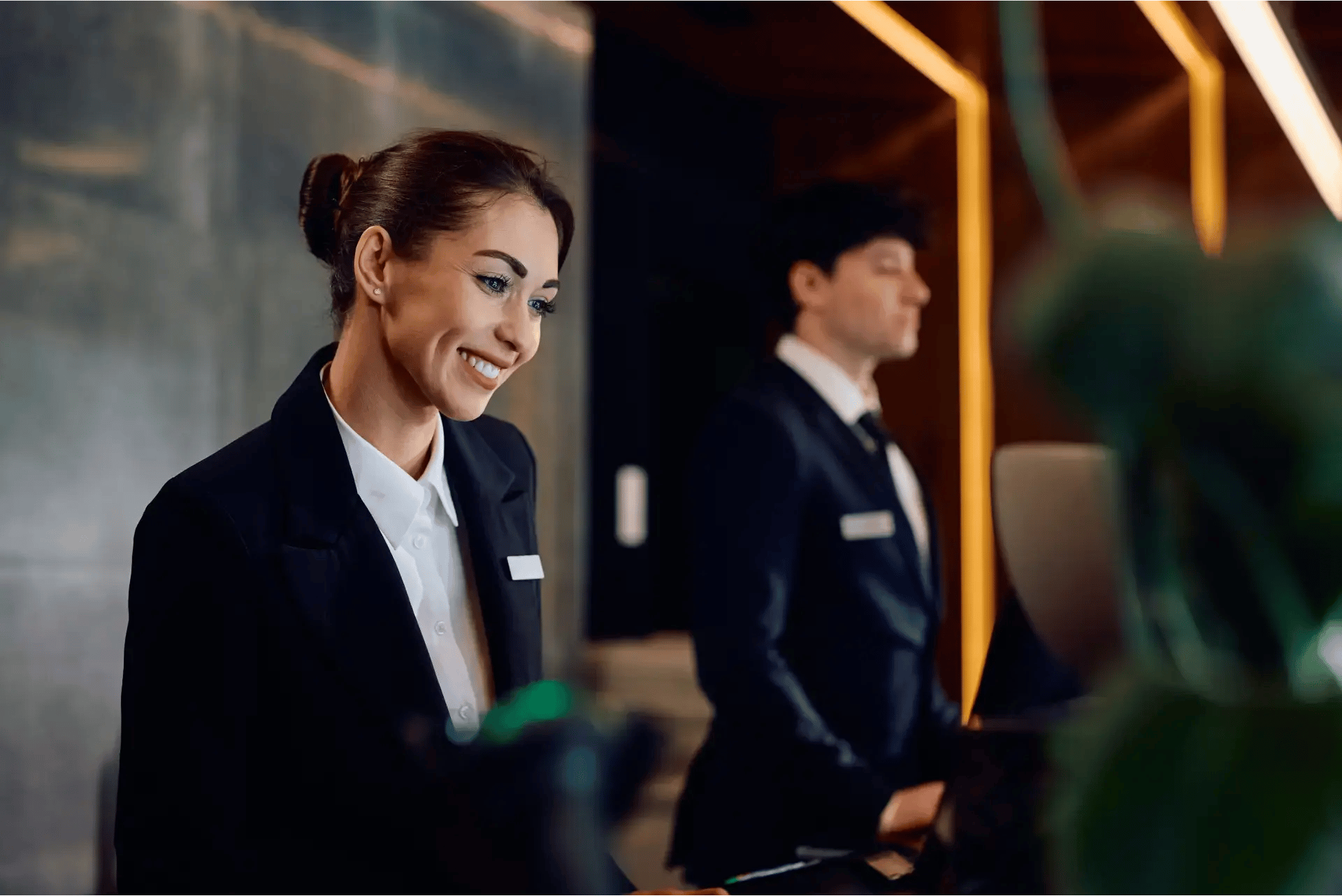 woman hotel front desk